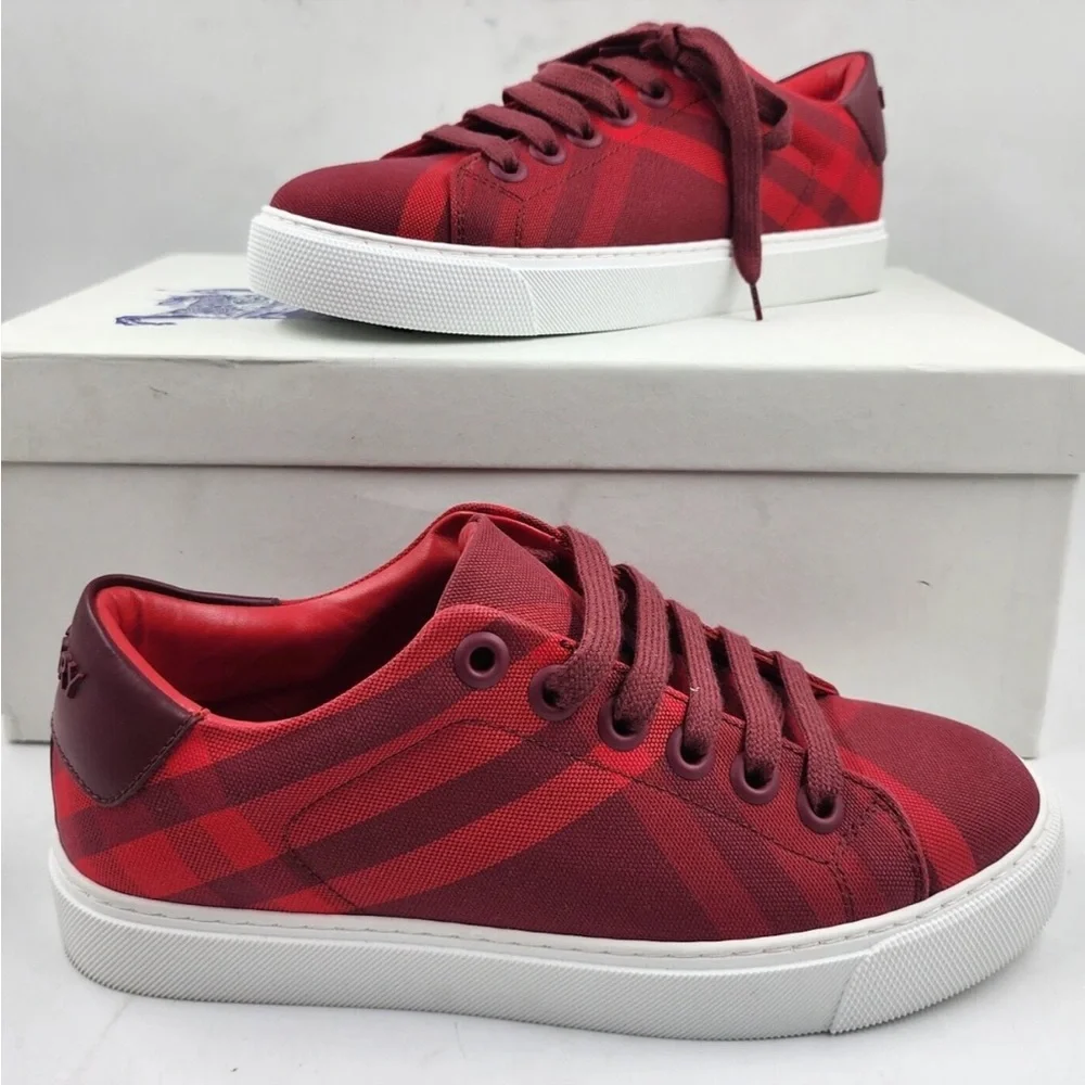 Burberry Crimson Checkered Sneakers - Picture 2 of 10